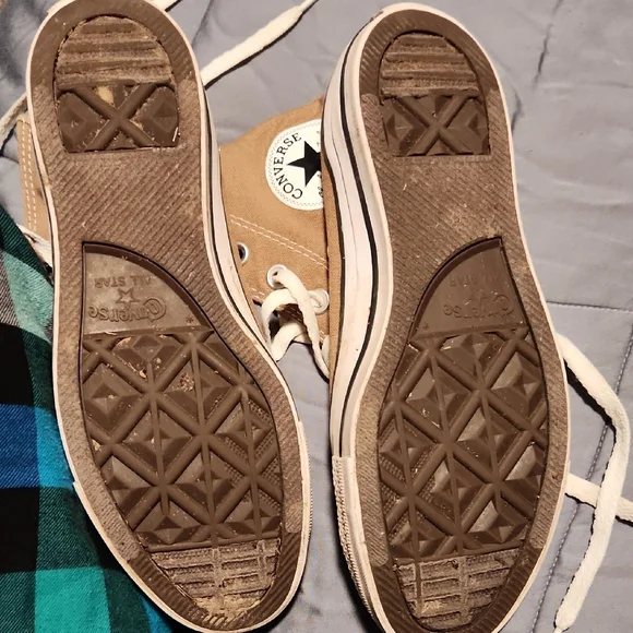 Converse High Top Sneakers - Tan with White Accents - Picture 4 of 6